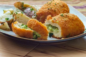 Fotobehang Cheese Broccoli Stuffed Chicken © Ezume Images