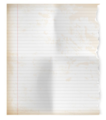 realistic vintage torn sheet of notebook paper