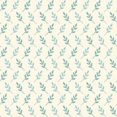 Floral seamless pattern. Dotted beige background with stylized twigs. Endless texture for wallpaper, web page, wrapping paper and etc. Retro style.