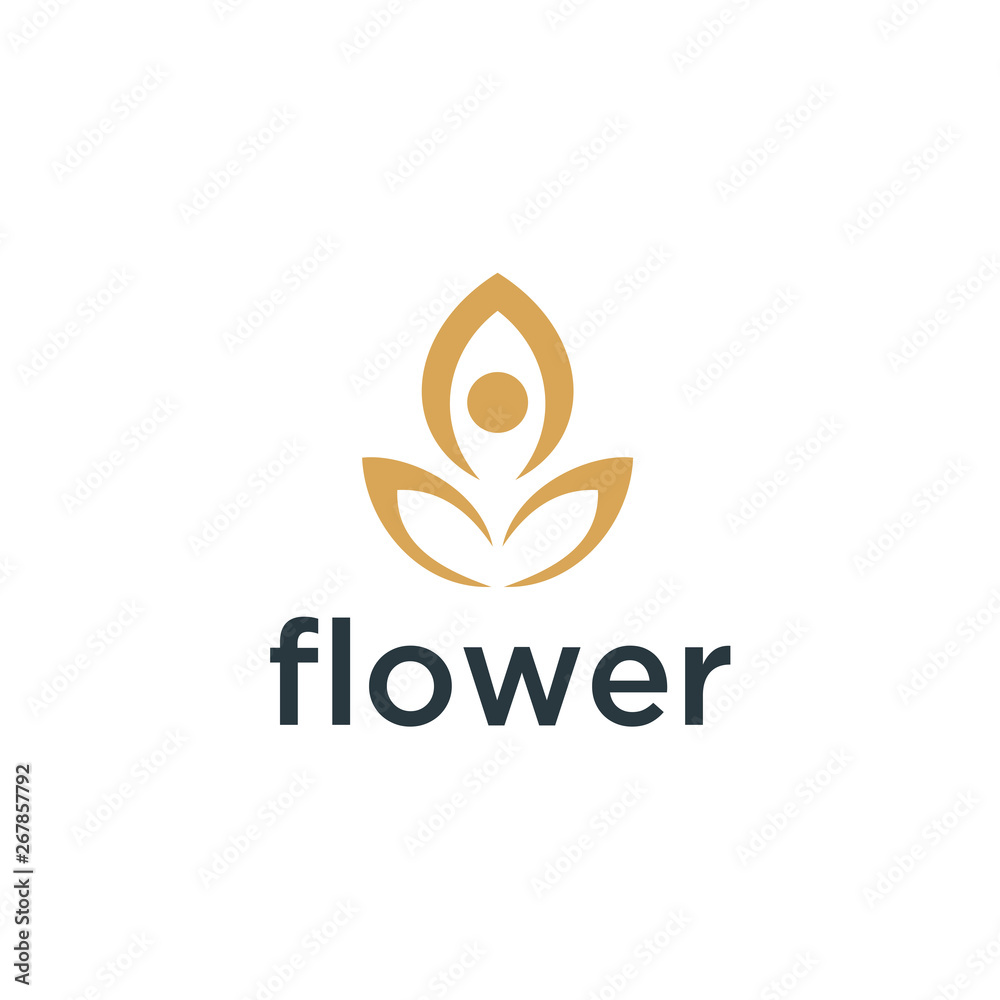 Poster flower abstract logo design vector template linear style.