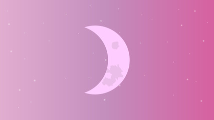 Obraz na płótnie Canvas Crescenton the pink starry sky background vector design