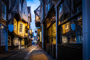 Medieval street of Shambles in York, England