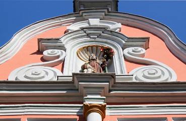 Renaissance volute gable at the old Wittlich town hall, Germany