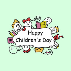 June 1. Children's day .Doodle Hand drawn vector illustrations,