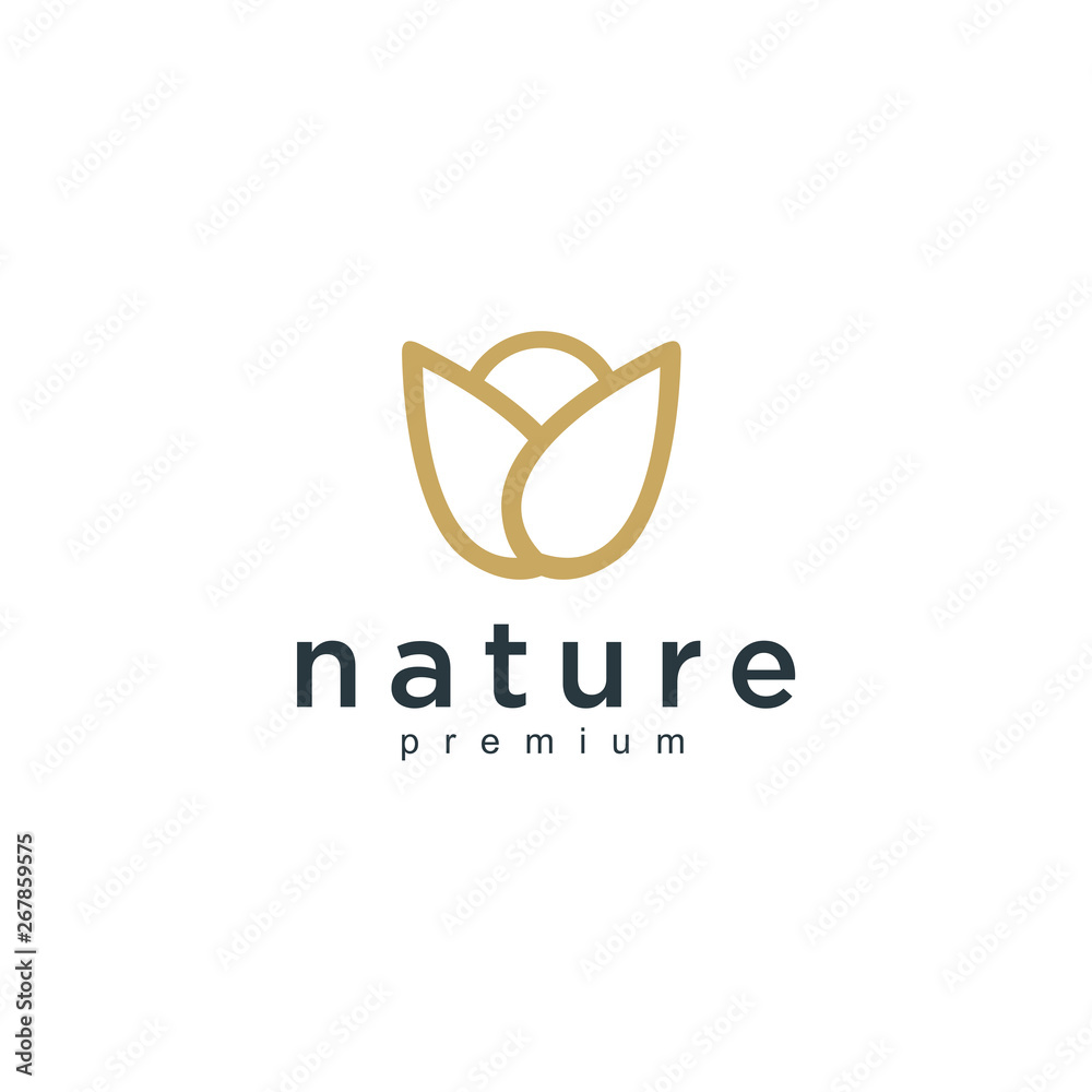 Aufkleber Flower abstract Logo design vector template Linear style.
