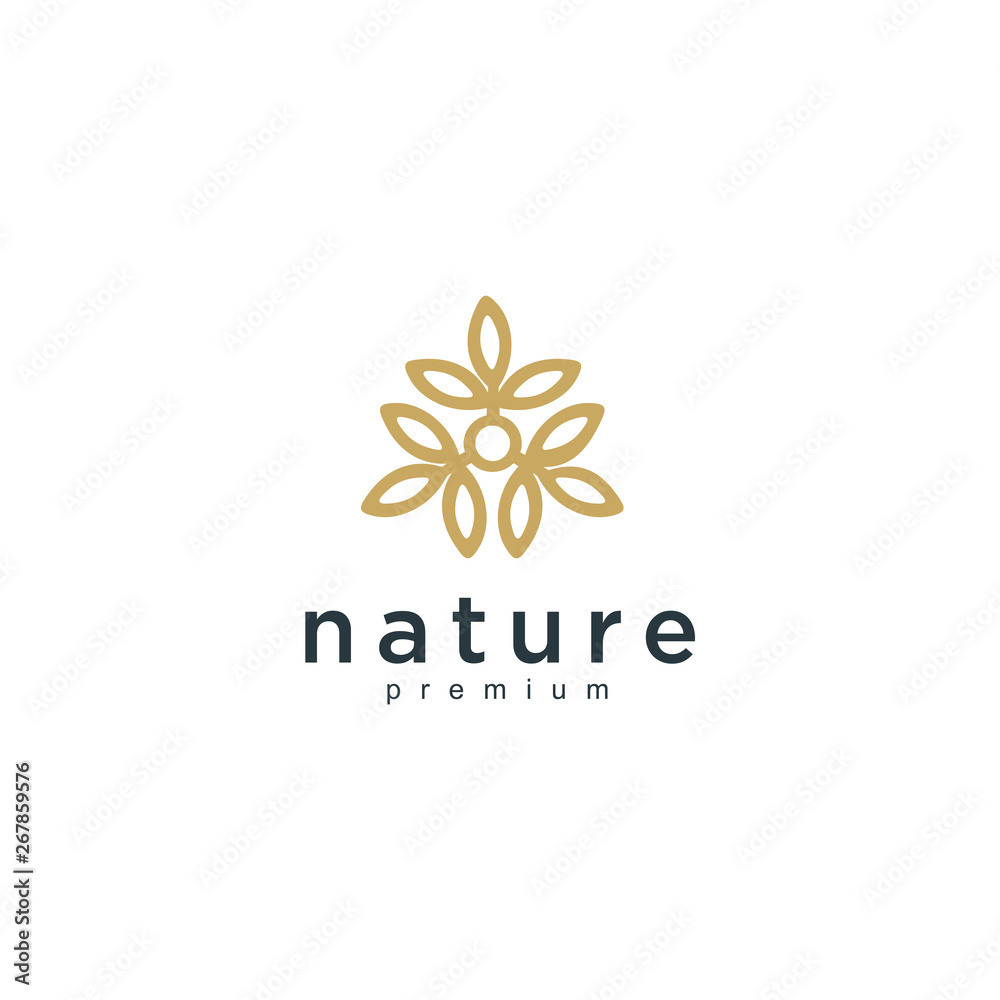 Poster Flower abstract Logo design vector template Linear style.