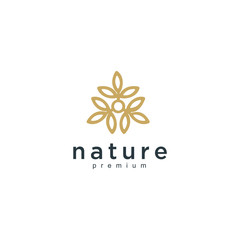 Flower abstract Logo design vector template Linear style.