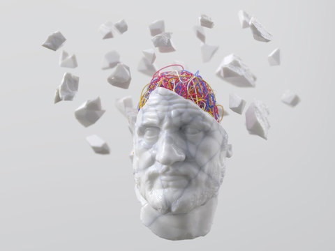 ancient man with wires in his head