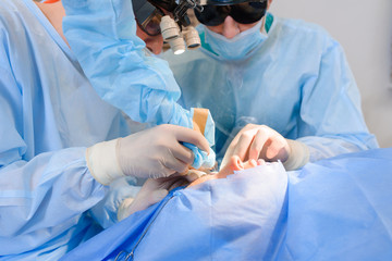 Laser Blepharoplasty, plastic surgery operation for correcting defects, deformities, and...