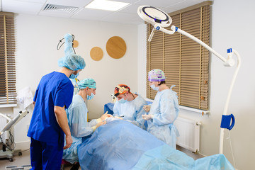 Laser Blepharoplasty, plastic surgery operation for correcting defects, deformities, and disfigurations of the eyelids; and for aesthetically modifying the eye region of the face. in medical clinic