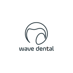 Wave Dental Clinic Logo Tooth abstract design vector template Linear style