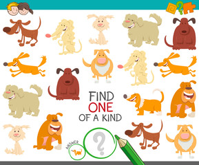 Obraz na płótnie Canvas one of a kind educational game with dogs