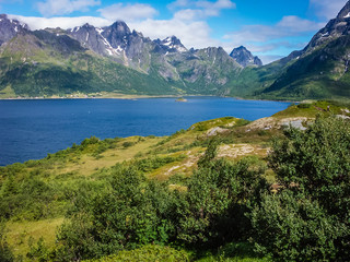 Fototapeta premium The rocky coast of the Norwegian fjord