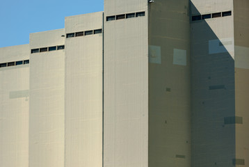 Close-up of Concrete Silo Buildings