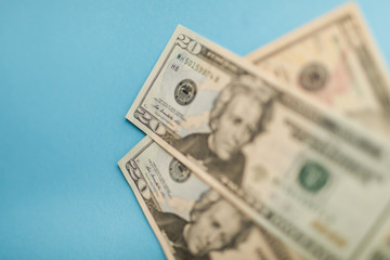 American Dollars Cash Money. 100 dollars banknotes in the background.