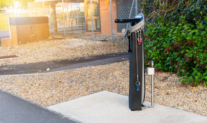 Bicycle fixing post along the road ready for the self-service to fix any bicyles.