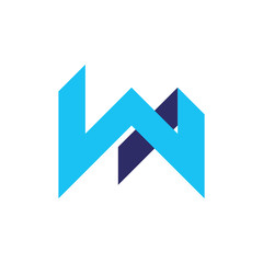 letter w geometric 3d logo vector