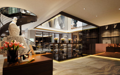 3d render of wedding dress shop