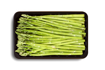 Fresh asparagus on white background.