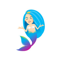 mermaid cartoon character cute isolated on white background, beautiful mermaid cartoon characters cute, clip art mermaid blue lovely and funny, clipart mermaid mascot cartoon purple blue