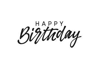 Happy birthday handwritten text lettering on white background.