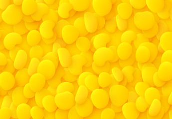 Yellow Bright background. Design elements of the liquid rounded plastic shapes, smooth sea stones, Flat Liquid splash bubble.