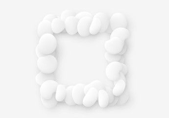 White square isolated background. Design elements of the liquid rounded plastic shapes, smooth sea stones, Flat Liquid splash bubble.