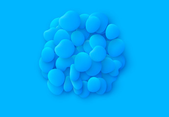 Blue Round sphere isolated background. Design elements of the liquid rounded plastic shapes, smooth sea stones, Flat Liquid splash bubble. 3d fluid objects. Modern abstract pattern organic substances