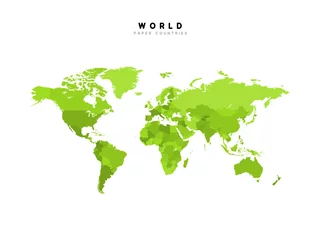 Tableaux ronds sur aluminium brossé Carte du monde Carte détaillée du monde vert