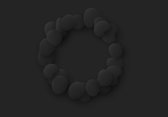 Black Round sphere isolated background. Design elements of the liquid rounded plastic shapes, smooth sea stones, Flat Liquid splash bubble. 3d fluid objects. Modern abstract pattern organic substances