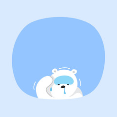 white bear cartoon character cute on blue pastel color background for banner copy space empty, white bear on speech bubble template, empty banner teddy bear mascot cartoon beautiful