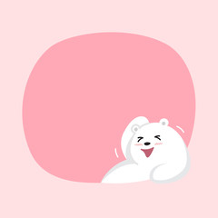 Obraz na płótnie Canvas white bear cartoon character cute on pink pastel color background for banner copy space empty, white bear on speech bubble template, empty banner teddy bear mascot cartoon beautiful