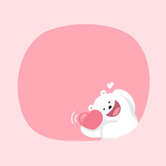 white bear cartoon character cute on pink pastel color background for banner copy space empty, white bear on speech bubble template, empty banner teddy bear mascot cartoon beautiful