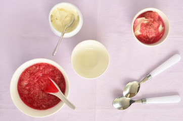 Yogurt with rhubarb compote
