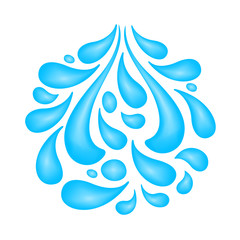 water drop splash isolated on white background, splash of water for element logo and icon, water drop splatter simple image for banner songkran festival, splash water drop symbol for graphic ad design