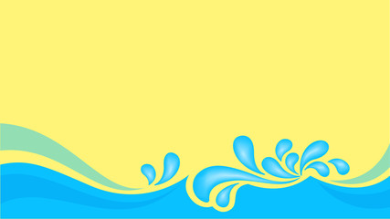 water drop splash isolated on banner yellow background, splash of water for element banner, water drop splatter simple for songkran festival copy space, splash water drop symbol for graphic ad design