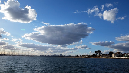clouds over sea at Brighton Beach in Melbourne , Australia