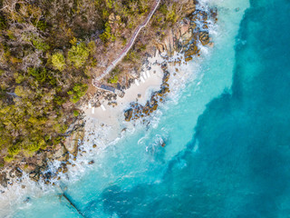 Aerial photo of the surf at tropical beach