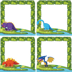 Set of dinosaur on border template © brgfx