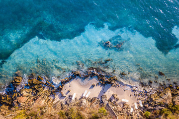 Aerial photo of the surf at tropical beach