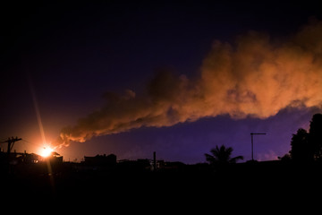 Petrochemical with dramatic smoke in Sao Paulo - Brazil
