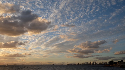 sunset over the sea at Brighton Beach in Melbourne, Australia.