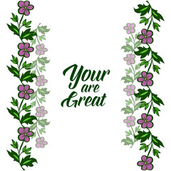 Vector illustration card style your art great with ornate of purple wreath frame