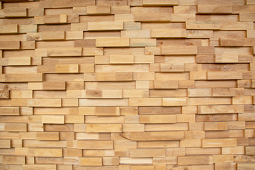 closeup Wide angle 3D wood wall Designed by alternating blocks Texture background