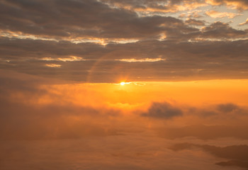 Beautiful sunrise with sun flare. Start the new day.