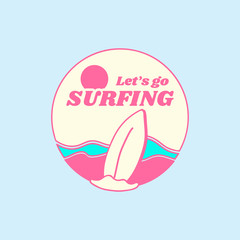 Surfing retro badge