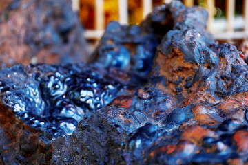 Meteorite rock : black and reddish color texture