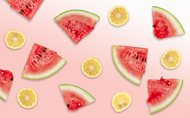 Fruit background on pink