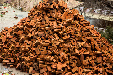 Pile of bricks, construction materials - Image