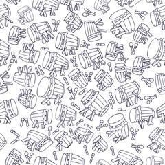 hand drawn seamless pattern, cover of drums image